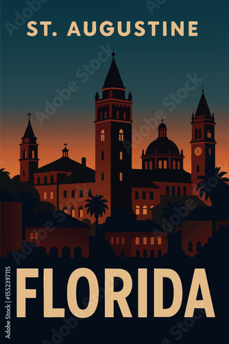 St. Augustine Dusk Over the Historic Streets.eps