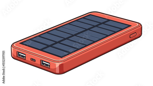 Illustration of Portable Solar Power Bank Device for Sustainable Energy Solutions