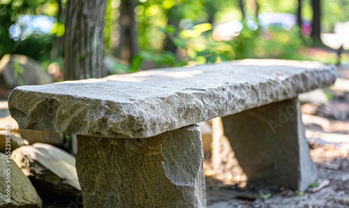 Wallpaper Mural Stone bench in natural green setting for outdoor relaxation and serenity Torontodigital.ca