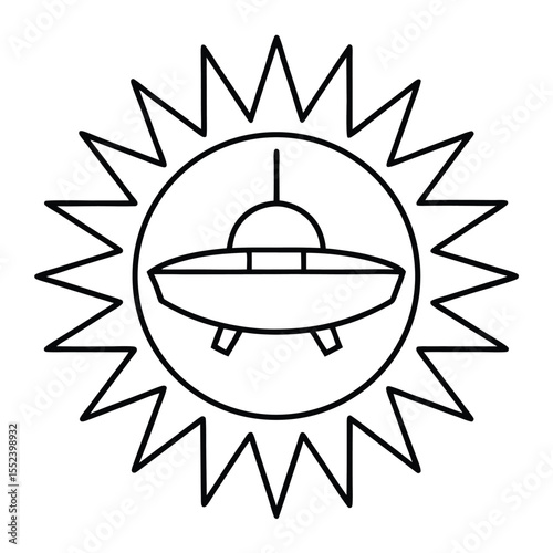 Clean black and white line art icon representing uv protection and sun symbol