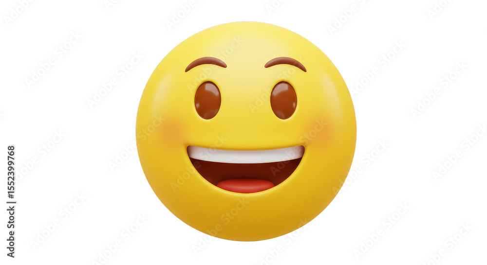 Fototapeta premium 3D Illustration of Yellow Smiling Emoji Funny Icon Cheerful