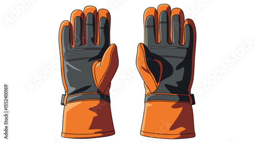 Pair of orange and gray work gloves isolated on white background vector design