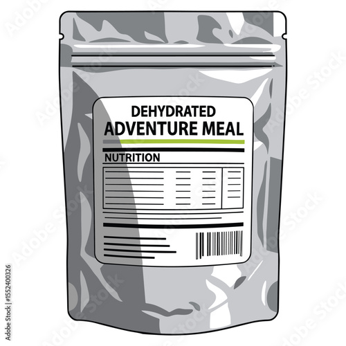 Dehydrated Adventure Meal Packaging Illustration Ready to Eat On the Go Nutrition Facts