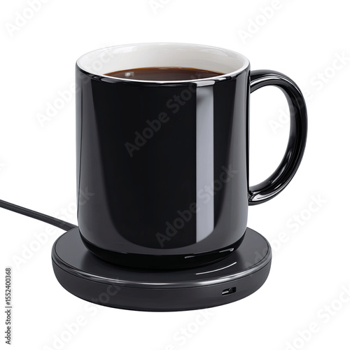 Black Coffee Mug on Electric Warming Mat