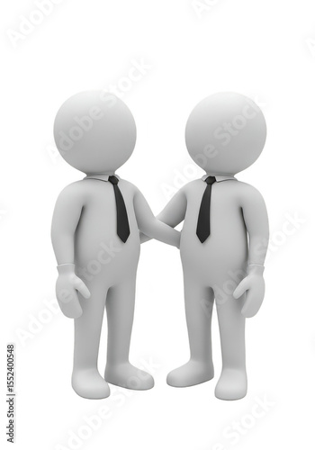 3d Illustration Two Stick Figures Embracing Partnership and Teamwork