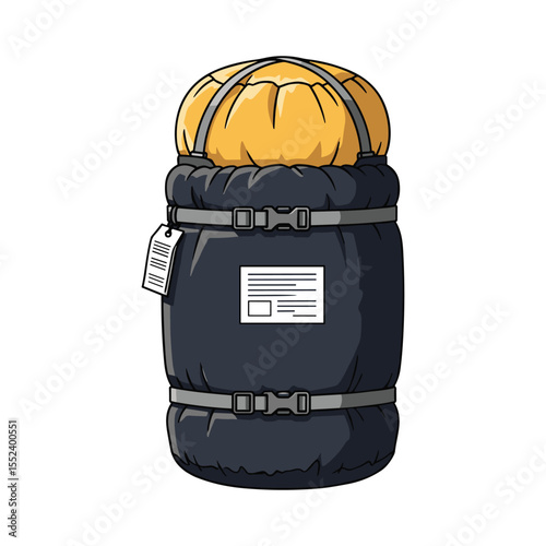 Packed sleeping bag vector illustration for outdoor adventure and camping gear designs