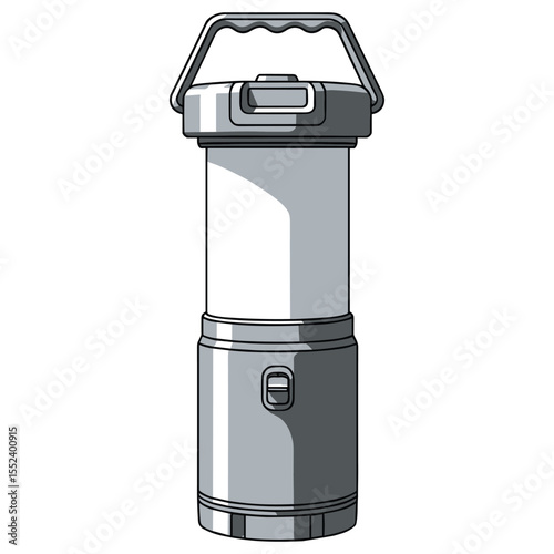 Portable Camping Lantern Illustration with Handle, Gray Design for Outdoor Adventures and