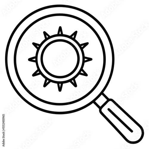 Simple black and white line art magnifying glass icon for search and discovery