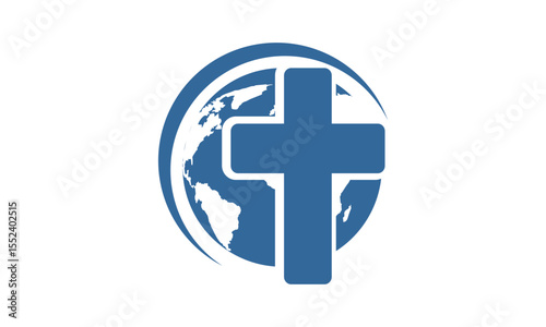 Christian Cross and Globe Logo