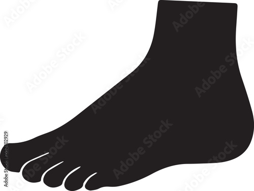 Silhouette of a human foot from the side, shown in black against a white background. 
