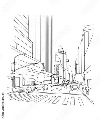 Line Art of 8th Avenue, New York