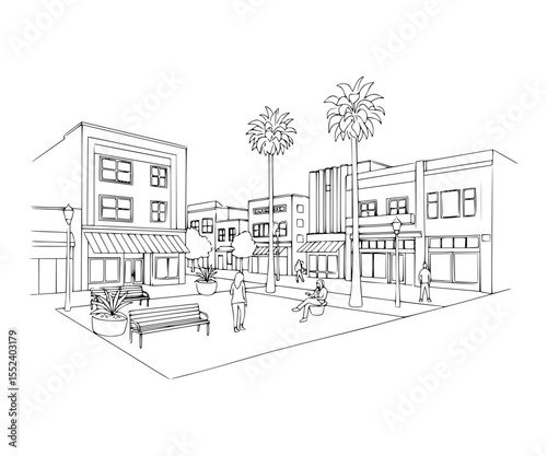 Line Art of Abbot Kinney Boulevard, Venice Beach
