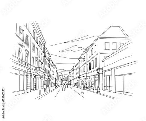 Line Art of Vaci Street, Budapest