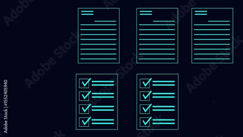 Document management checking concept, Business performance checklist, Business evaluation and project approval.