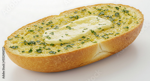 Close-up of pão de alho (garlic bread) with herbs and cheese, isolated on white — classic churrasco side dish in Brazil
