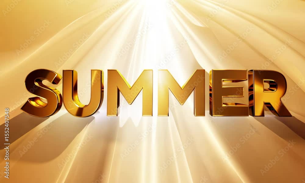 3d gold text  summer with liquid background video.ai generative