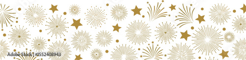 Holiday banner, gold fireworks border, Christmas background