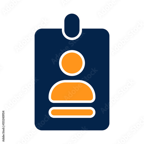 Minimalist flat illustration of an identification badge featuring a user icon representing personal identity employee profile access card or professional credential in a business context