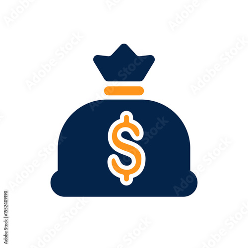 Flat modern illustration of a money bag with dollar symbol representing savings investment wealth financial security banking profit or business income in a minimalist style