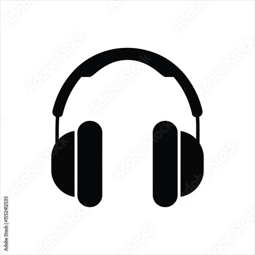 Headphones Silhouette Vector Icon Isolated on White Background