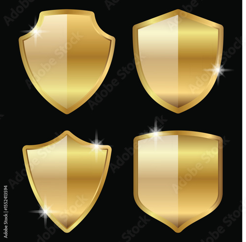 gold shield set vector art