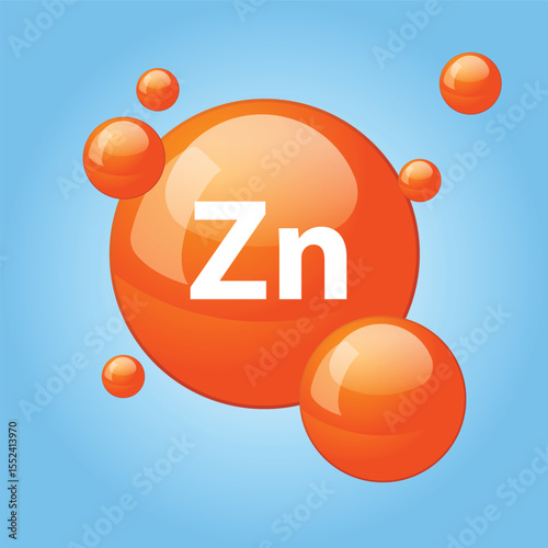 Zinc icon structure chemical element round shape circle light orange