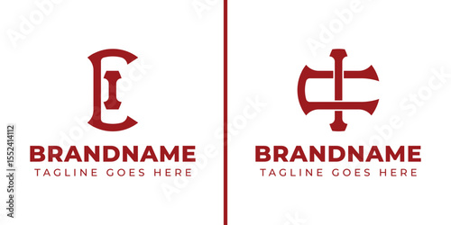Letters CI and IC Monogram Logo, suitable for business with CI or IC initials
