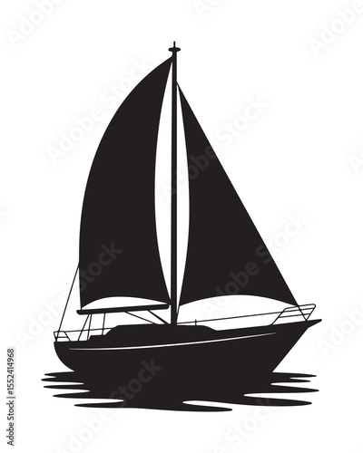 
Black Sailboat Icon - Nautical Vector Art for Summer & Ocean Themes