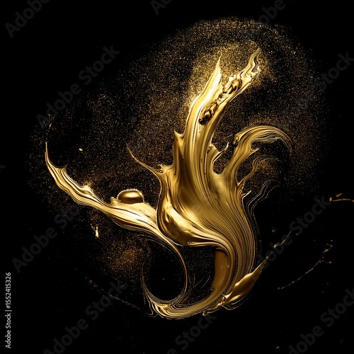 gold ink splash on black background, luxury texture”_ 