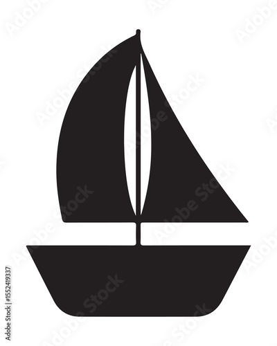 
Black Sailboat Icon - Nautical Vector Art for Summer & Ocean Themes