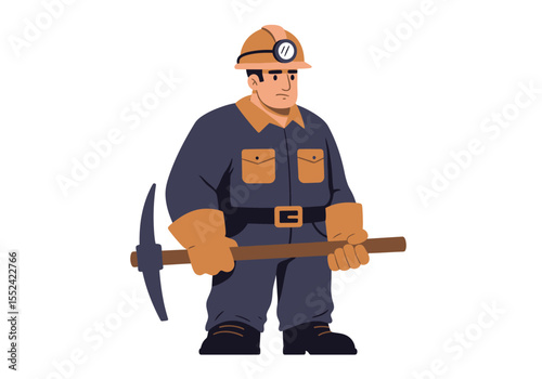 Cartoon Miner with Pickaxe Vector Illustration of a Mining Professional.