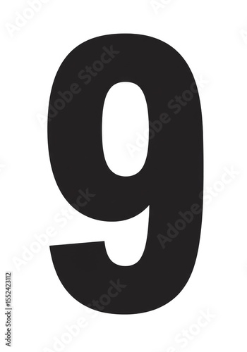 Illustration Isolated Black Nine Number Digit Graphic Numerical