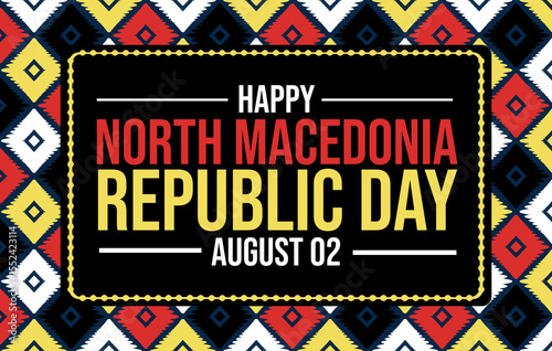Happy north macedonia republic day august greeting card illustration