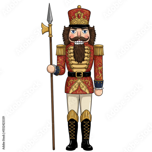 red nutcracker soldier holding spear clip art preview