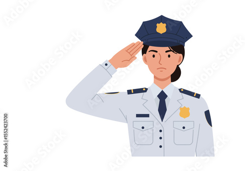 Female Police Officer in Uniform Saluting with Respect and Professionalism
