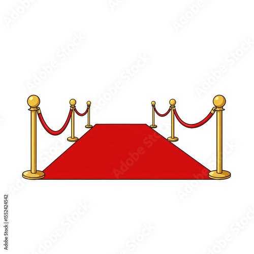 Illustration of A Red Carpet Leading to Success with Ropes in Gold