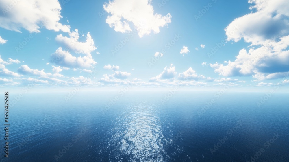 Fototapeta premium Soothing cloudscape above serene ocean aerial image tranquil environment high-altitude view nature's beauty