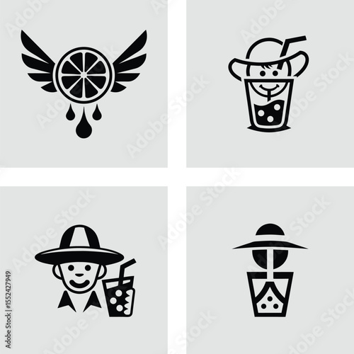 Citrus Burst Refreshing Drink Icons & Illustrations