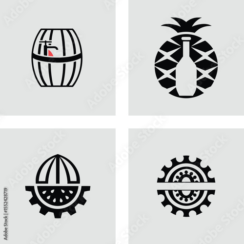 Pineapple Juice, Barrel Aged Drinks, Citrus Juicer Fresh Juice Icons