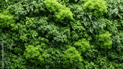 Green foliage background with dense fresh leaves creating vibrant natural texture full of lively and healthy plant life