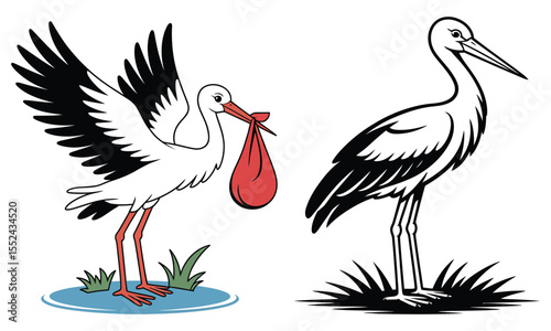 stork and baby