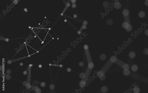 Abstract background. Molecules technology with polygonal shapes, connecting dots and lines. Connection structure. Big data visualization.