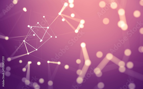 Abstract background. Molecules technology with polygonal shapes, connecting dots and lines. Connection structure. Big data visualization.