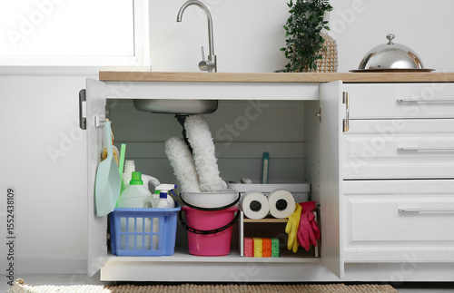 Baskets and bucket with dif...
