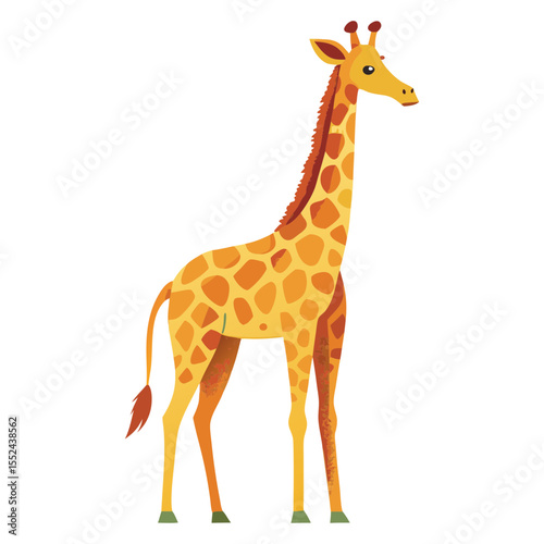 Stylized illustration of a tall giraffe with its characteristic long neck and spotted coat.