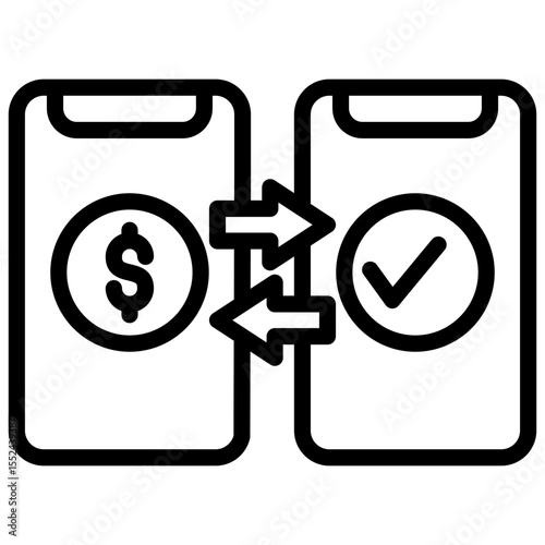 mobile money transfer line icon