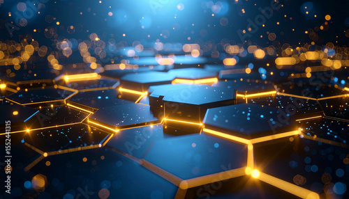 Blockchain Honeycomb Server Farm . Artificial Intelligence concept. Generated Image