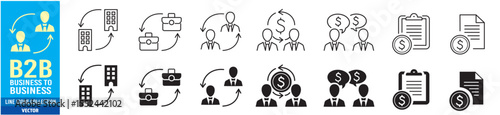 B2B icon set. Business to business. Editable stroke line icons collection. Vector illustration.
