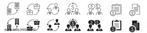 B2B icon set. Business to business. Editable stroke line icons collection. Vector illustration.
