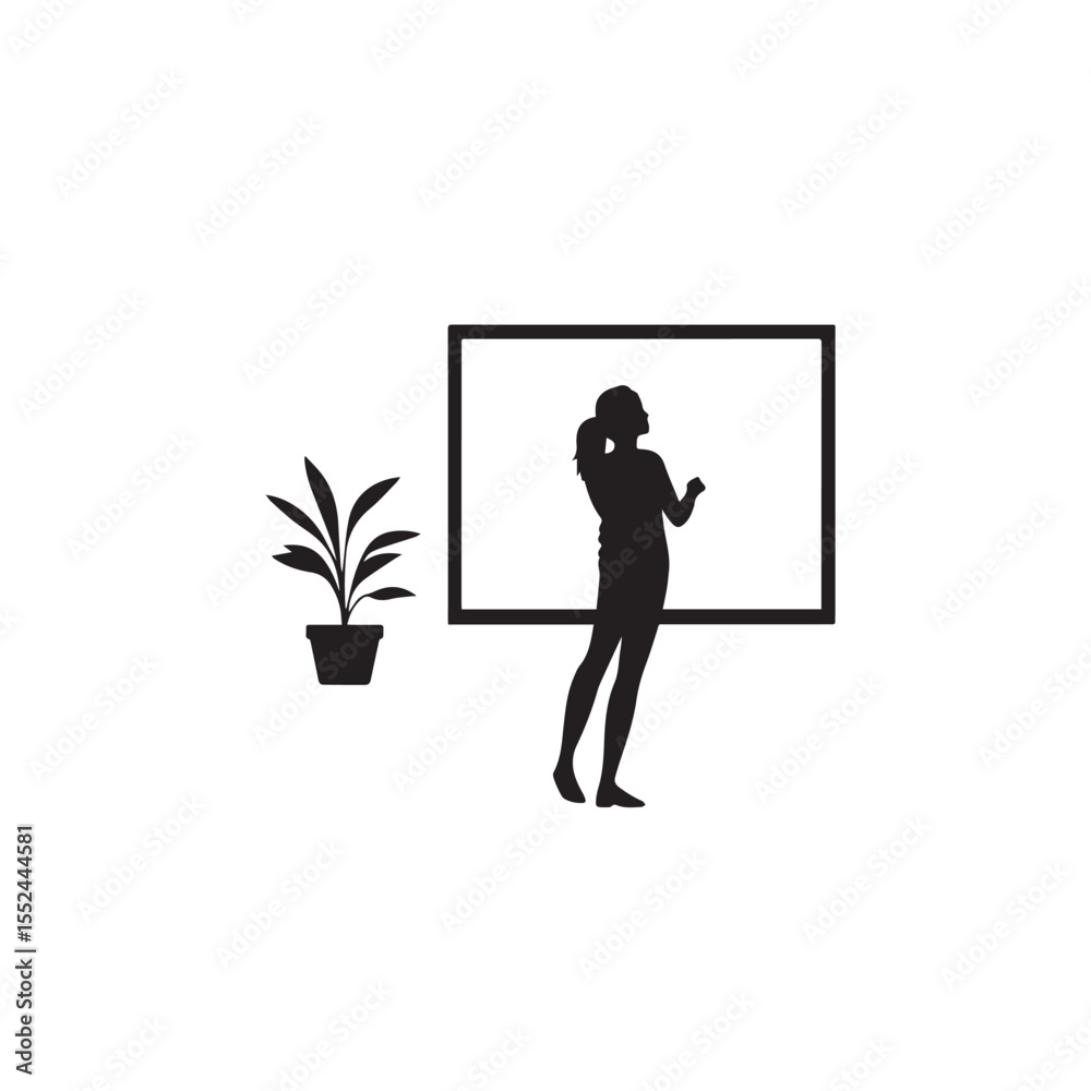 Obraz premium Vector art of woman presenting at whiteboard in classroom isolated on white background